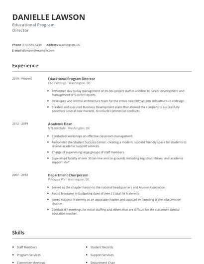 Educational Program Director Resume