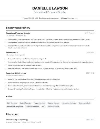 Educational Program Director Resume