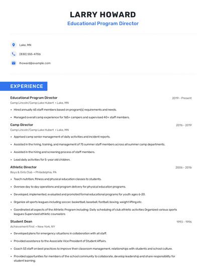 Educational Program Director Resume