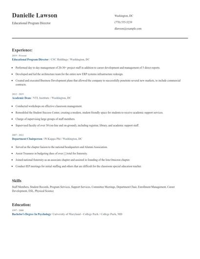 Educational Program Director Resume