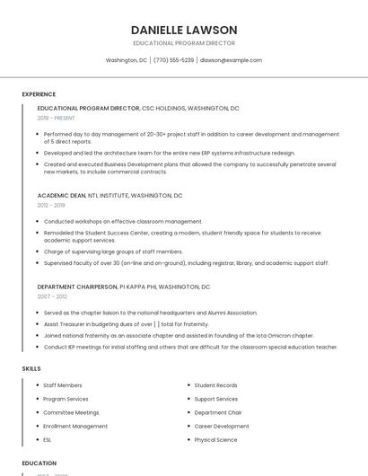 Educational Program Director Resume