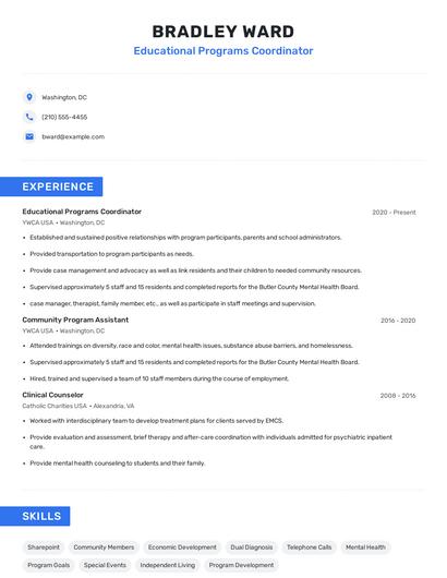 Educational Programs Coordinator Resume