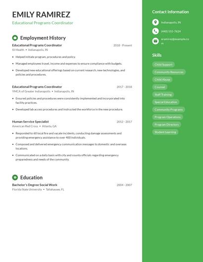 Educational Programs Coordinator Resume