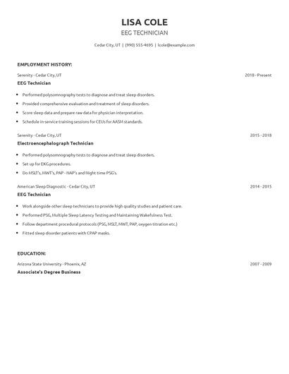 EEG Technician Resume