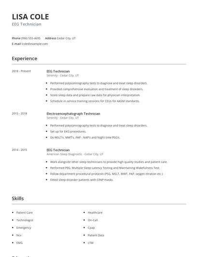 EEG Technician Resume