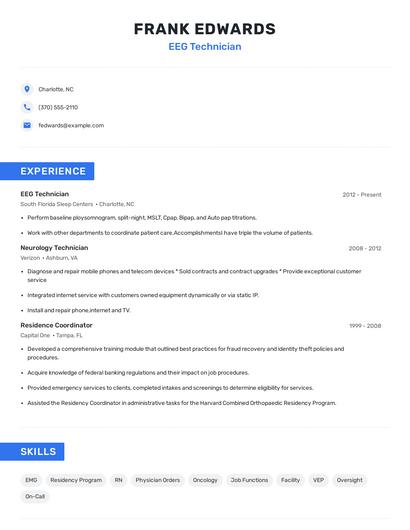 EEG Technician Resume
