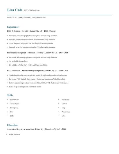 EEG Technician Resume