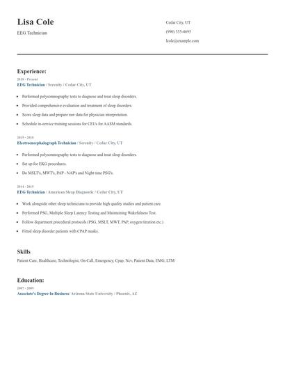 EEG Technician Resume