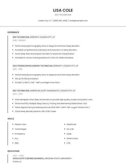 EEG Technician Resume