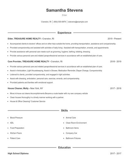 Elder Resume