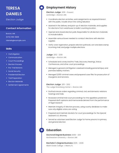 Election Judge Resume