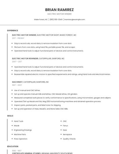 Electric Motor Winder Resume