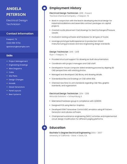 Electrical Design Technician Resume