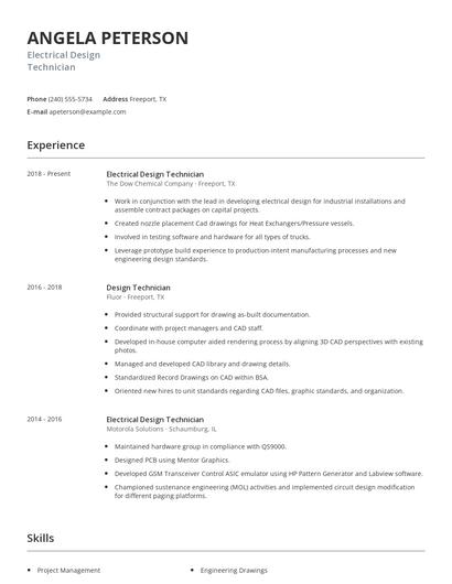 Electrical Design Technician Resume