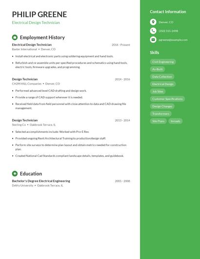 Electrical Design Technician Resume