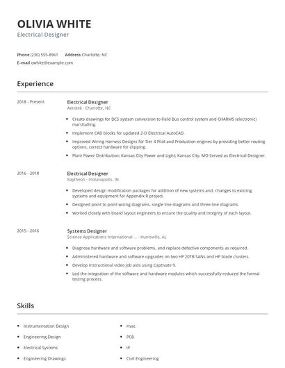 Electrical Designer Resume