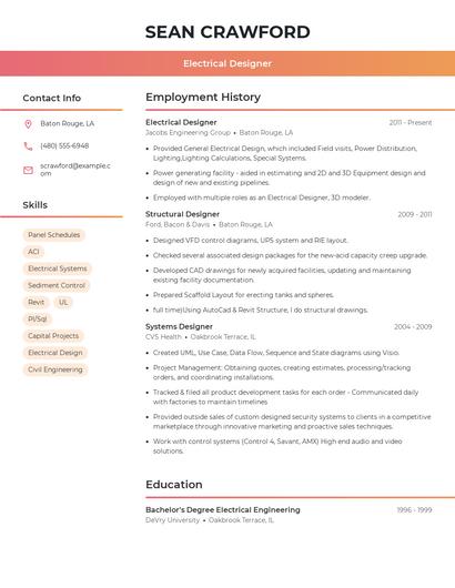 Electrical Designer Resume