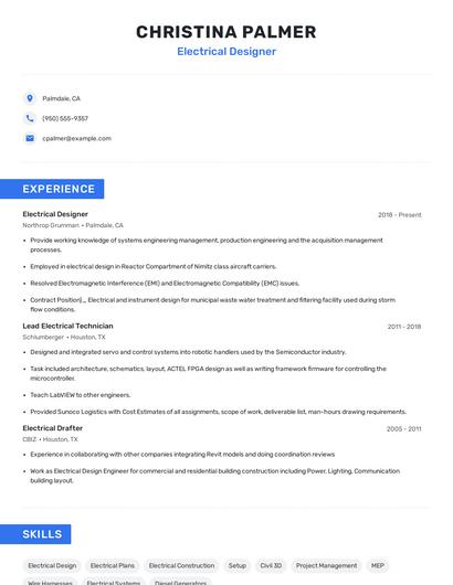 Electrical Designer Resume