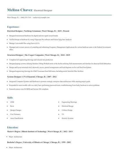 Electrical Designer Resume
