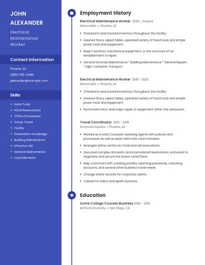 Electrical Maintenance Worker Resume