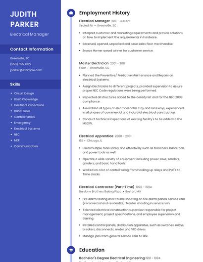 Electrical Manager Resume