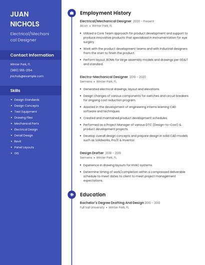 Electrical/Mechanical Designer Resume