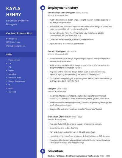 Electrical Systems Designer Resume