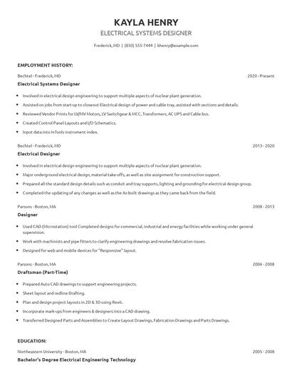 Electrical Systems Designer Resume
