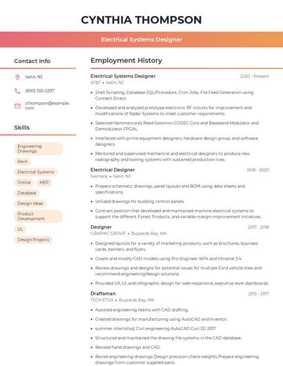Electrical Systems Designer Resume