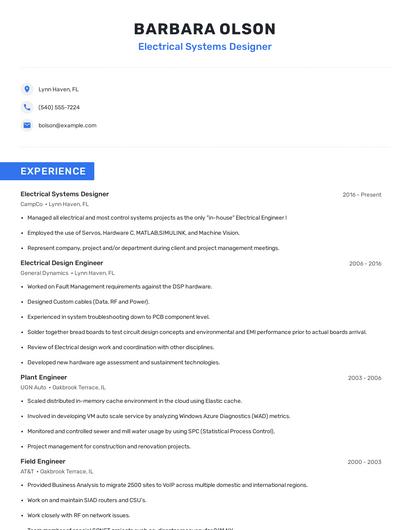 Electrical Systems Designer Resume