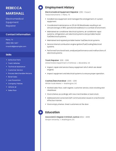 Electromedical Equipment Repairer Resume
