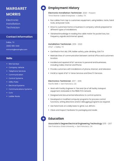 Electronic Installation Technician Resume