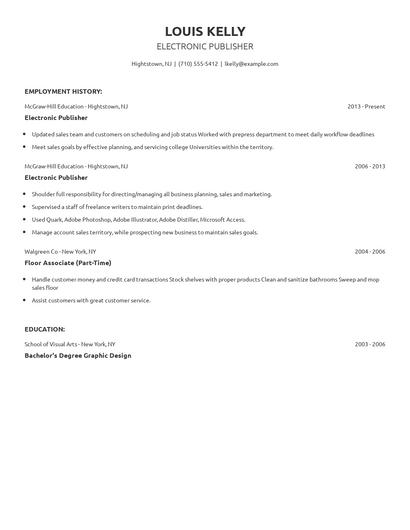 Electronic Publisher Resume