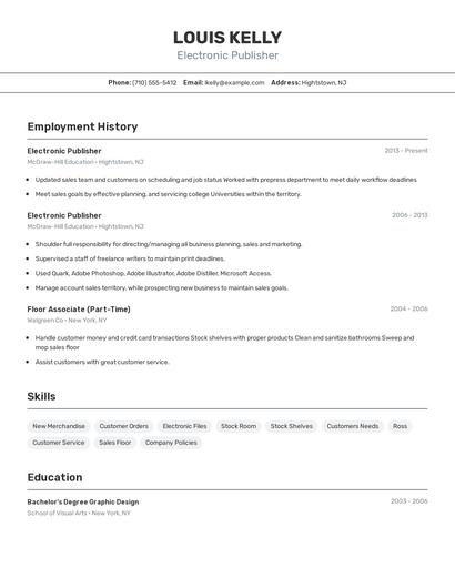 Electronic Publisher Resume