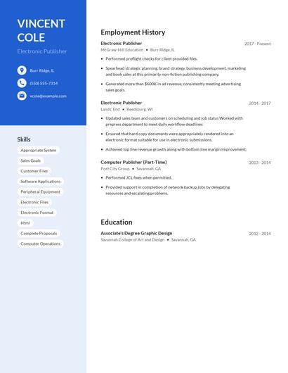 Electronic Publisher Resume