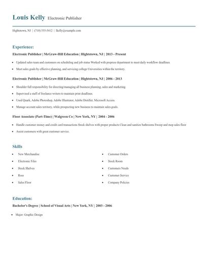 Electronic Publisher Resume
