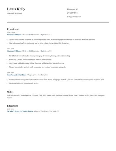 Electronic Publisher Resume