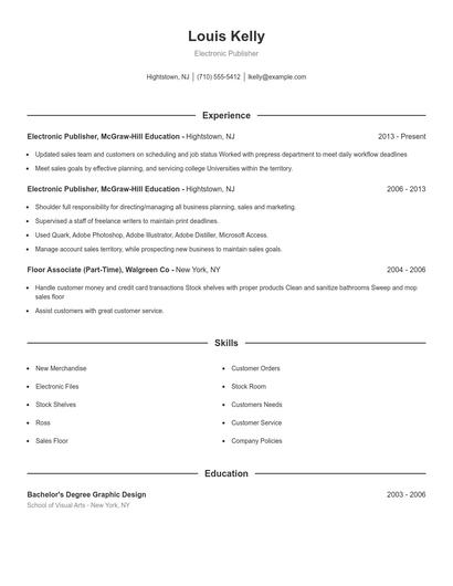 Electronic Publisher Resume