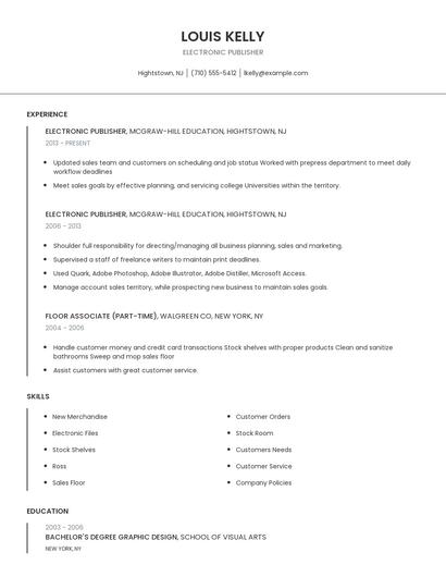 Electronic Publisher Resume