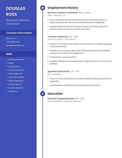 Electronic Systems Technician Resume