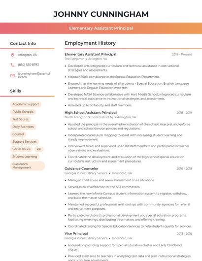 Elementary Assistant Principal Resume
