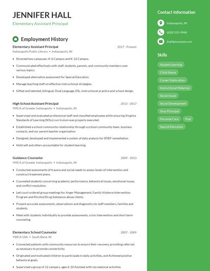 Elementary Assistant Principal Resume