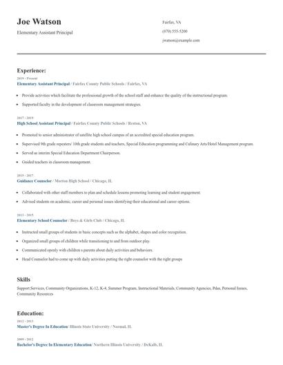 Elementary Assistant Principal Resume