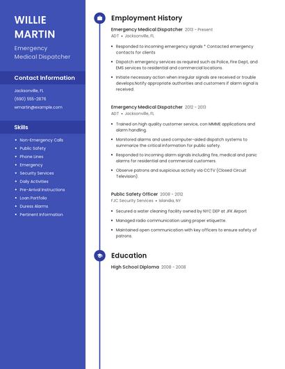 Emergency Medical Dispatcher Resume