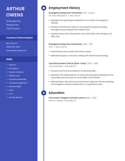 Emergency Response Technician Resume