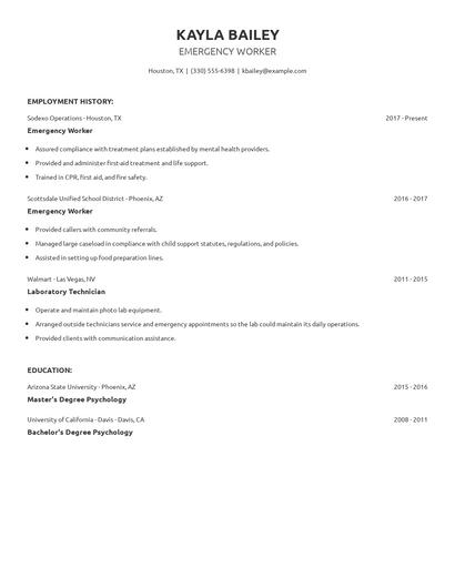 Emergency Worker Resume