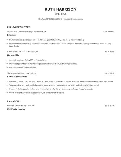 Emeritus Resume