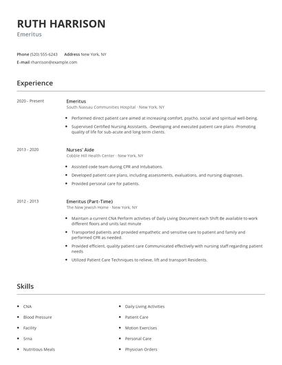 Emeritus Resume