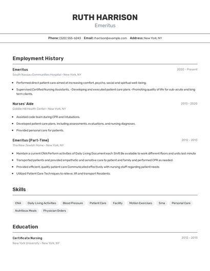 Emeritus Resume