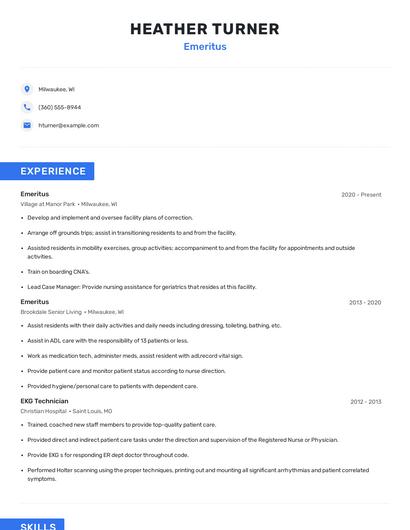 Emeritus Resume
